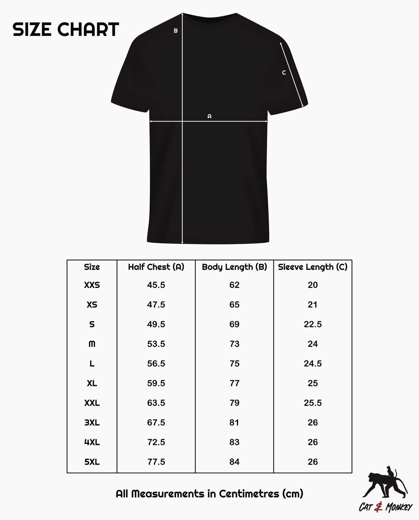 Size Chart for T-Shirt